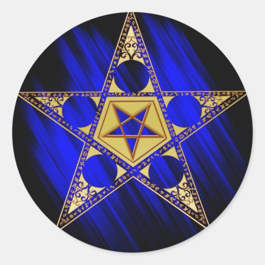 星を逆にしたペンタグラム ラウンドシール (正面)