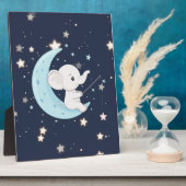 星を釣る赤ちゃん象のテーブルプレート フォトプラーク (側面)