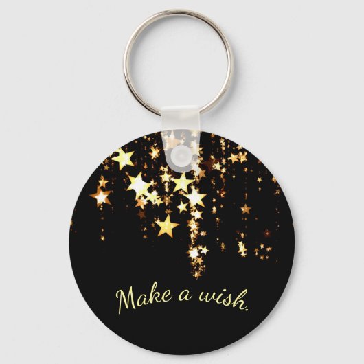 星を黒に落とすことを金ゴールドに願う キーホルダー (正面)