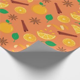 星アニスとオレンジのシームレスな感謝祭 ラッピングペーパー