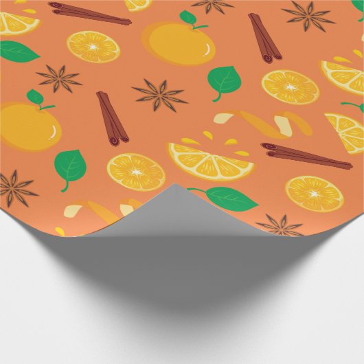 星アニスとオレンジのシームレスな感謝祭 ラッピングペーパー (角)