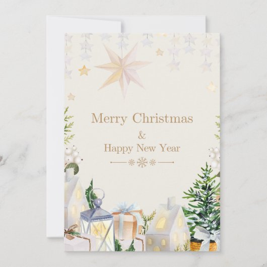 星エレガント付きクリスマスカード 招待状 (正面)