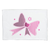 星エレガント付きストライプのピンクボウ枕カバー 枕カバー (正面左)