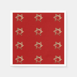 星エレガント形パタモダンーン赤と金ゴールド スタンダードカクテルナプキン