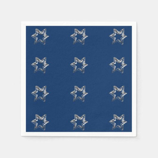 星エレガント柄スターズシルバーグレーブルー スタンダードカクテルナプキン (正面)