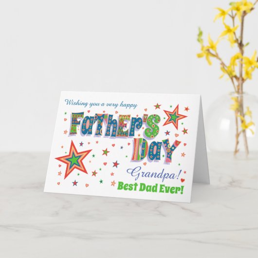 星カスタムとハートの父の日 カード (黄色い花)