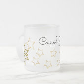 星カスタム付きフロストマグカップ – 編集可能な名前 フロストグラスマグカップ (正面左)