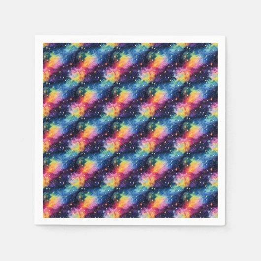 星カラフルとらせん状の銀河系 スタンダードカクテルナプキン (正面)