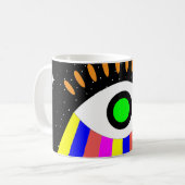 星カラフルと星を持つ目の平らなデザイン コーヒーマグカップ (正面左)