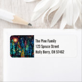 星カラフルの夜の冬の松 ラベル (インサイチュ)