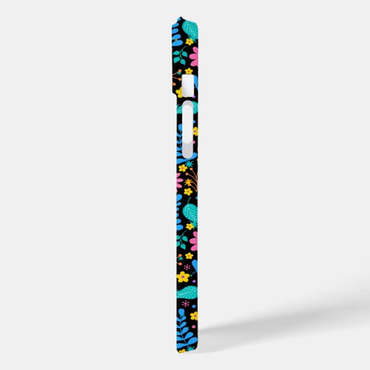 星カラフルの花きらめく模様(黒) Case-Mate iPhoneケース (裏面 / 左)