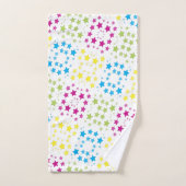 星カラフルプリントタオルのセット白 バスタオルセット (ハンドタオル)