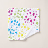 星カラフルプリントタオルのセット白 バスタオルセット (ウォッシュタオル)