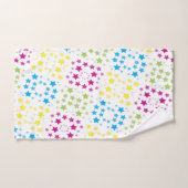 星カラフルプリントタオルのセット白 バスタオルセット (ハンドタオル)