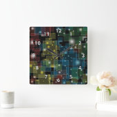 星カラフル付き半透明の正方形 スクエア壁時計 (ホーム)