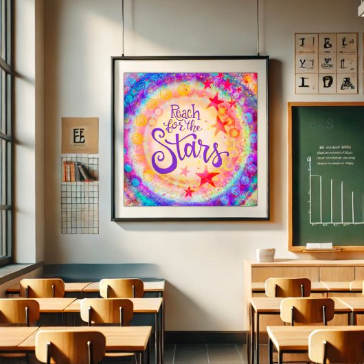 星カラフル引用文へのリーチ ポスター