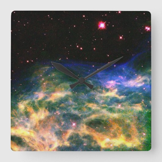 星カラフル雲時計 スクエア壁時計 (正面)