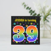 星カラフル+レインボーパターン"39"誕生日# 招待状 (スタンド正面)