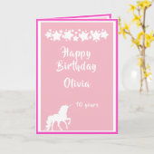 星ガーリー付きユニコーンのピンクと白 カード (黄色い花)