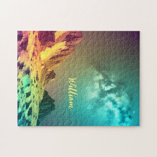 星サイケデリックの下の山の風景 ジグソーパズル (横)