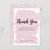 星シンプル付きピンクの水色サンキューカード サンキューカード (正面/裏面)