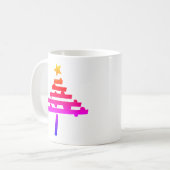 星シンプル付きレインボークリスマスツリー コーヒーマグカップ (正面左)