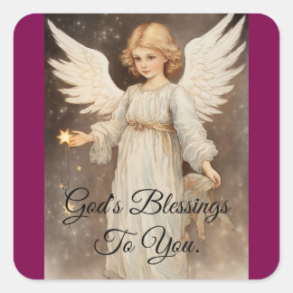 星シール付き天使 スクエアシール