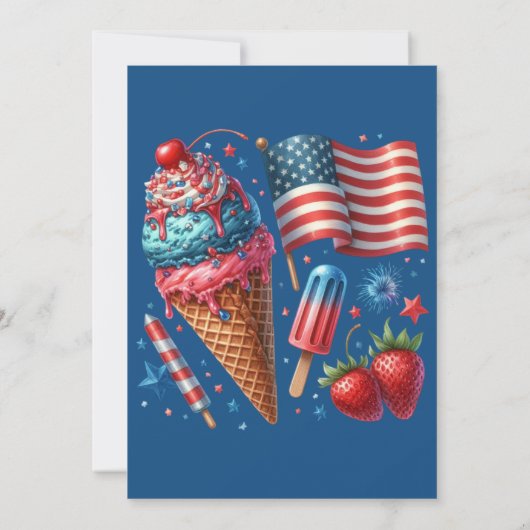 星ストライプとスコップ 招待状 (裏面)