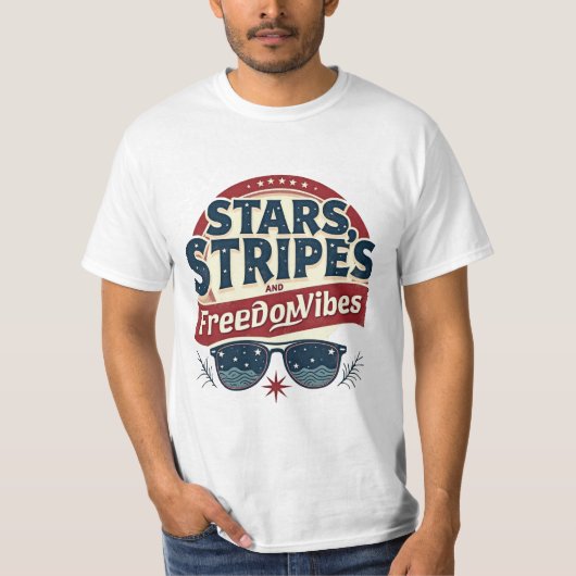 星ストライプと自由の雰囲気 Tシャツ (正面)