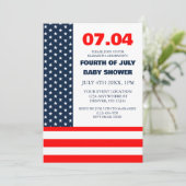 星ストライプ旗7月の赤ちゃんシャワー4日 招待状 (スタンド正面)