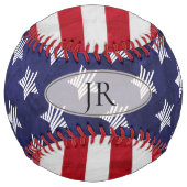 星ストライプ赤白青モノグラム米国国旗 ソフトボール (正面)