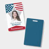 星ストライプ赤白青写真ID バッジ (正面＆裏面)