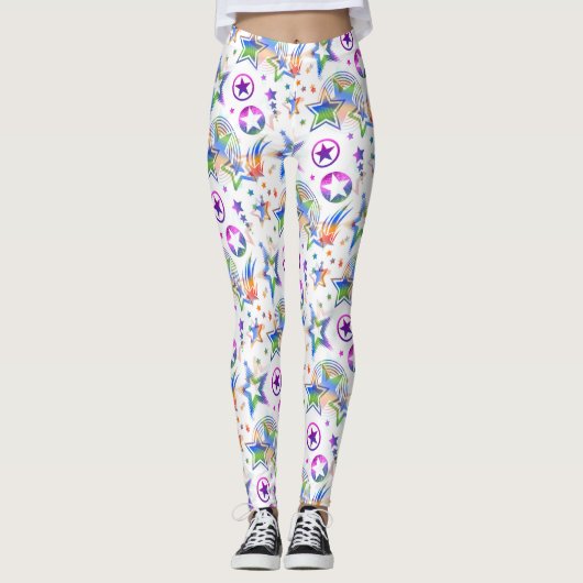 星タトゥーのシームレスなパターンの色+あなたのアイディア レギンス (正面)