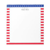 星パターンと赤い白ストライプの枠メモ帳 ノートパッド (正面)