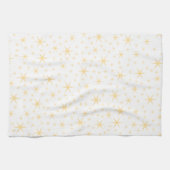 星パターン、白いおよび非金属金ゴールド色 キッチンタオル (横)