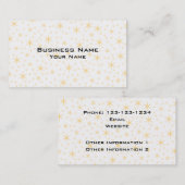 星パターン、白いおよび非金属金ゴールド色 名刺 (正面/裏面)