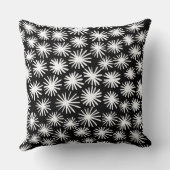 星パターン – 黒の上に白 クッション (裏面)