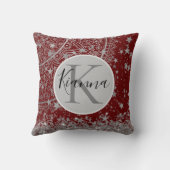 星パーソナライズされたが赤いモノグラム曼荼羅 クッション (裏面)