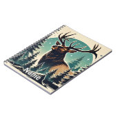 星パーソナライズされたの夜空と森の中でエルク ノートブック (左側)