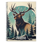 星パーソナライズされたの夜空と森の中でエルク ノートブック (正面)