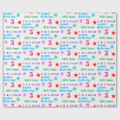 星パーソナライズされたカラフルをテーマにした子供の誕生日 ラッピングペーパー (フラット)