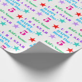 星パーソナライズされたカラフルをテーマにした子供の誕生日 ラッピングペーパー (角)