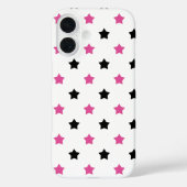星ピンク黒パターン白の背景 Case-Mate iPhoneケース (裏面)