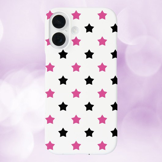 星ピンク黒パターン白の背景 Case-Mate iPhoneケース
