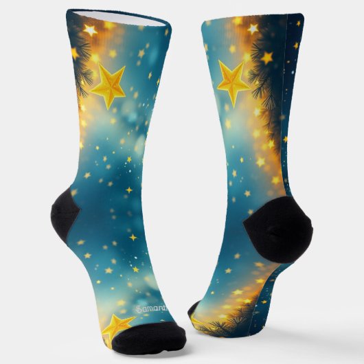 星ファンシーの夜のクリスマスクルーソックス ソックス (傾斜あり)