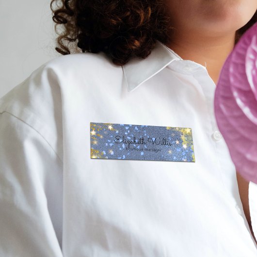 星ファンシー輝く青と金ゴールドプロフェッショナル 名札