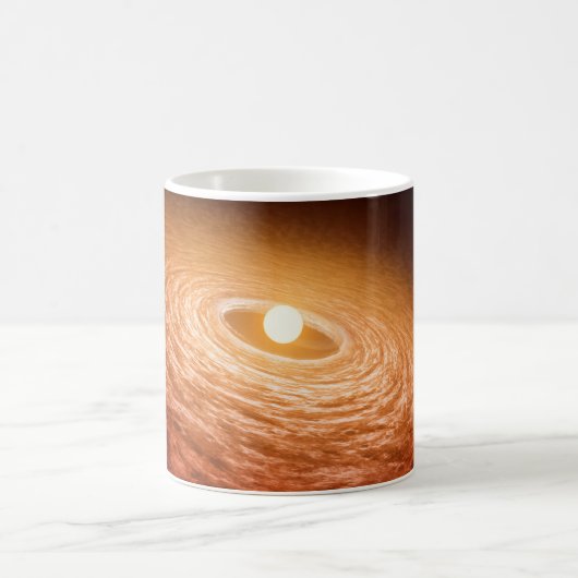 星フーオリオニスを取り巻く材料のディスク。 コーヒーマグカップ (中央)