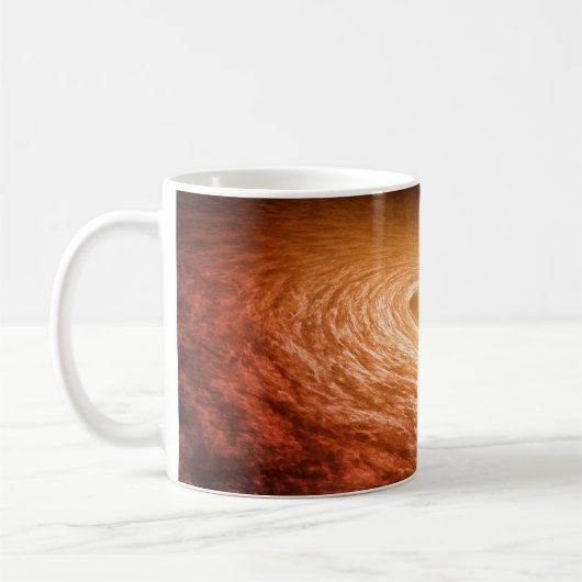 星フーオリオニスを取り巻く材料のディスク。 コーヒーマグカップ (左)