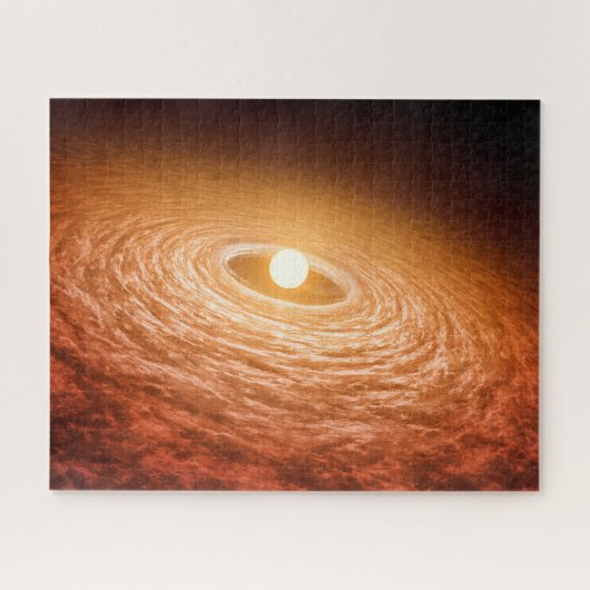 星フーオリオニスを取り巻く材料のディスク。 ジグソーパズル (横)