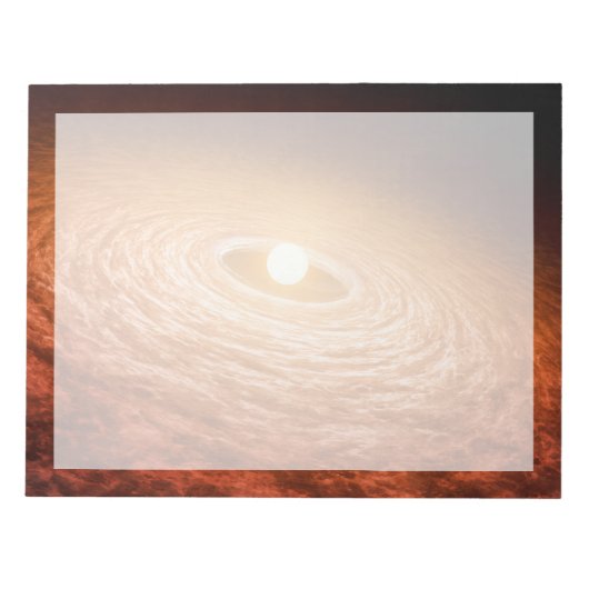 星フーオリオニスを取り巻く材料のディスク。 ノートパッド (正面)